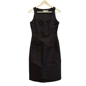 Boden Navy Black Ladies Frilled Layered Sheath Dress Size 4